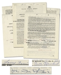 Three Stooges AFTRA Contract Signed by Moe Howard, Larry Fine & Joe DeRita From January 1959 With William Morris Agency -- Plus Initialed Rider -- 5pp. on Three 8.5 x 11 Sheets -- Very Good